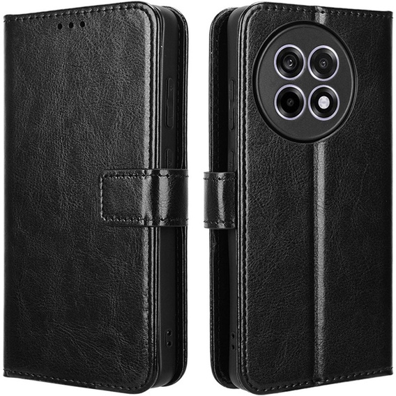 Θήκη με πτερύγιο για OnePlus 13R, Crazy Horse Wallet, μαύρη