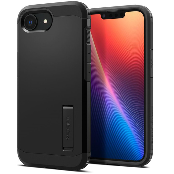 θήκη Spigen για iPhone 16E, Tough Armor Mag Mag MagSafe, μαύρη + μετριασμένο γυαλί 9H
