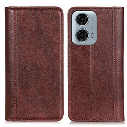 Θήκη για Motorola Moto G24 / G24 Power / G04, Wallet Litchi Leather, καφέ