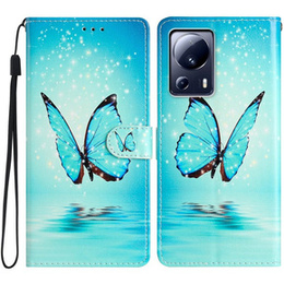 Θήκη με πτερύγιο για Xiaomi 13 Lite, Wallet, butterfly, μπλε