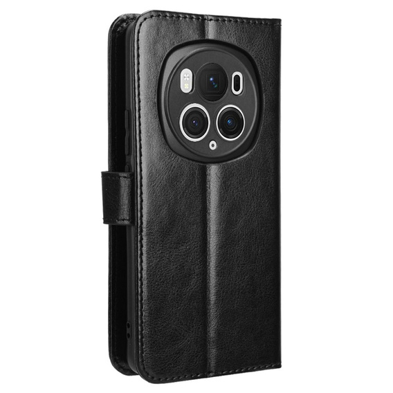 Θήκη με πτερύγιο για Honor Magic 6 Pro 5G, Crazy Horse Wallet, μαύρη
