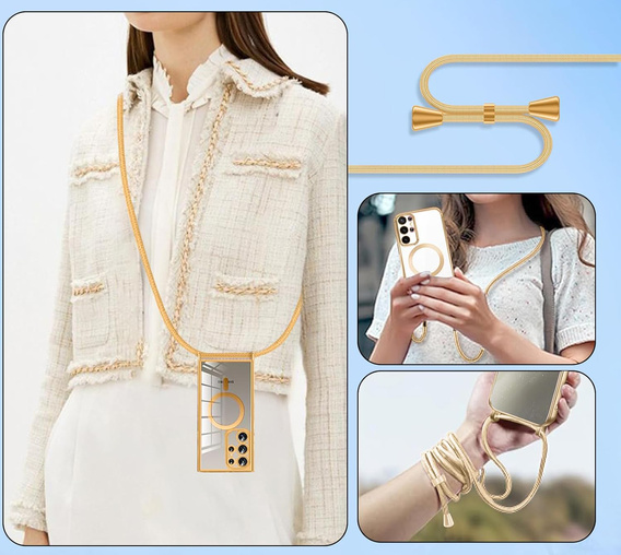Θήκη για Samsung Galaxy S25 Ultra, Electro MagSafe, χρυσή + κορδόνι