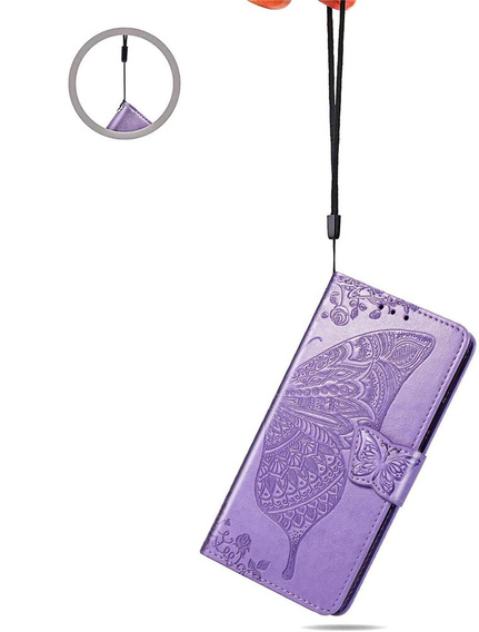 Θήκη με πτερύγιο για Motorola Edge 50 Pro, Butterfly, μωβ