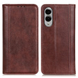 θήκη με πτερύγιο για Samsung Galaxy S25 Edge, Split Leather, καφέ