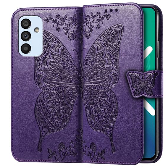 Θήκη με πτερύγιο για Samsung Galaxy M23 5G / M13, Butterfly, μωβ