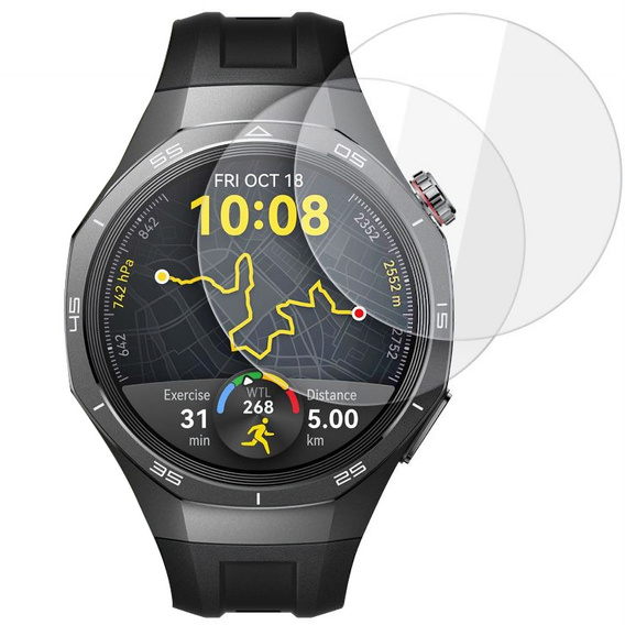 2x ERBORD μετριασμένο γυαλί για Huawei Watch GT 5 Pro 46mm, με πλαίσιο τοποθέτησης