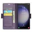 Θήκη για Samsung Galaxy S24 Ultra, ERBORD Glossy Litchi, πορτοφόλι με πτερύγιο, μωβ