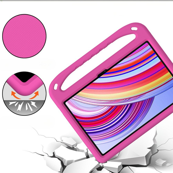 θήκη για παιδιά για Xiaomi Redmi Pad Pro / Xiaomi Poco Pad, με λαβή, ροζ