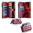 θήκη CASEME για Samsung Galaxy S24 FE, RFID Leather Wallet, με λουράκι ώμου, κόκκινη