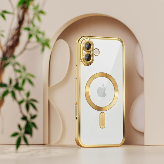 Θήκη για iPhone 16 Plus, Electro MagSafe, χρυσή + Γυαλί για την οθόνη