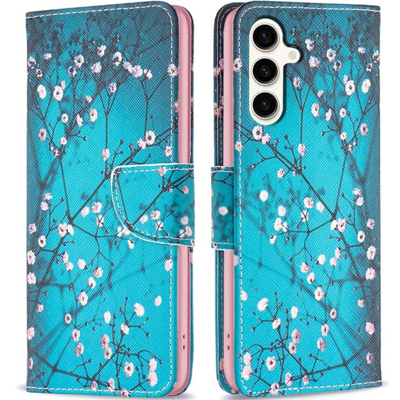 Θήκη με πτερύγιο για Samsung Galaxy S23 FE, Wallet, Sakura μπλε