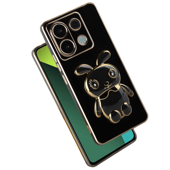 Θήκη για Xiaomi Redmi Note 13 Pro 5G, Rabbit, μαύρη + μετριασμένο γυαλί 9H