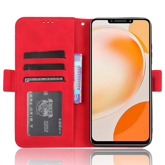 Θήκη με πτερύγιο για Huawei Nova Y91 4G, Card Slot, κόκκινη