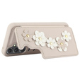 θήκη για Samsung Galaxy A55 5G, Leather Flower Card Slot, μπεζ