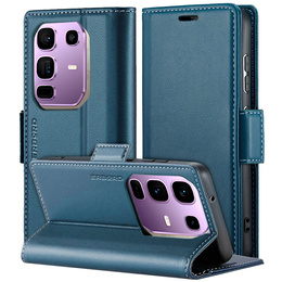 Θήκη για Infinix Note 50 Pro+, ERBORD Glossy Litchi, πορτοφόλι με πτερύγιο, μπλε