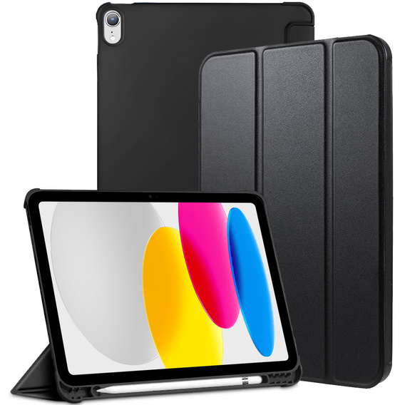 Θήκη για iPad 10.9 2022 10 Gen, Smart Pencil, με υποδοχή γραφίδας, μαύρη
