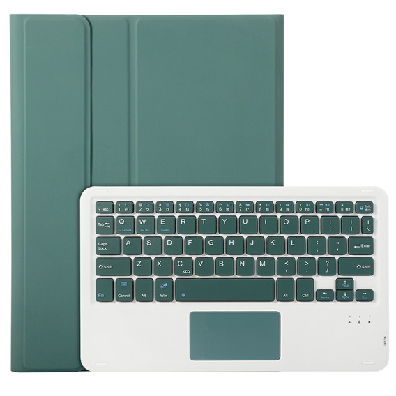 Θήκη + πληκτρολόγιο Samsung Galaxy Tab A9+, Leather Pen Slot TouchPad, σκούρα πράσινη