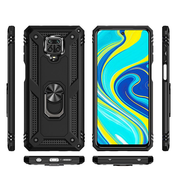 θωρακισμένη θήκη για Xiaomi Redmi Note 9S / 9 Pro, Nox Case Ring, μαύρη