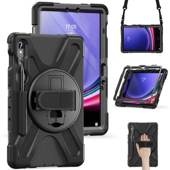 Θωρακισμένη θήκη για Samsung Galaxy Tab S9 / S8 / S7, προστατευτική 360 με χώρο για γραφίδα, μαύρη