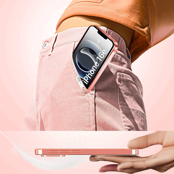 Θήκη για iPhone 16E, Electro MagSafe, ροζ + Γυαλί για την οθόνη