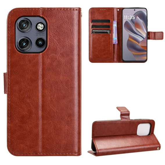Θήκη με πτερύγιο για Motorola Edge 50 Neo / Motorola ThinkPhone 25, Crazy Horse Wallet, καφέ