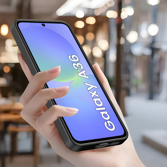 Θήκη για Samsung Galaxy A36, Silicone Heart, μαύρη + σκληρό γυαλί 9H