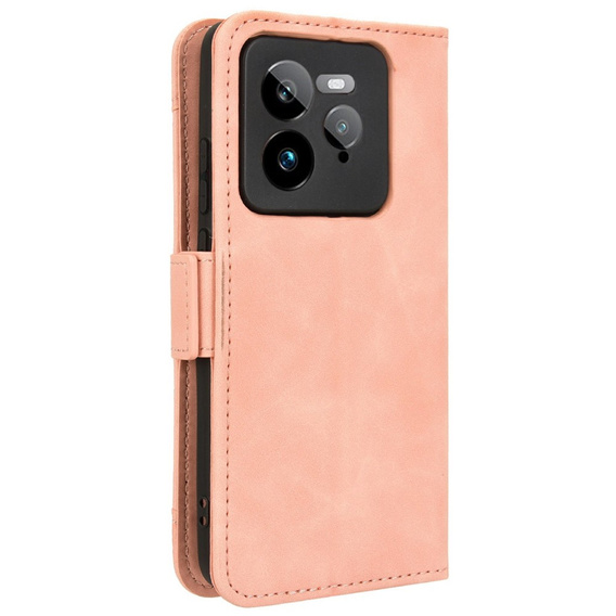 Θήκη με πτερύγιο για Realme GT 7 Pro, Card Slot, ροζ