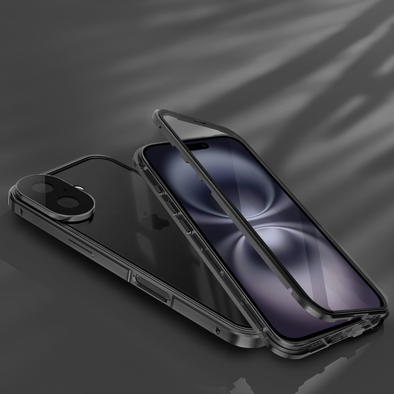 θήκη για το iPhone 16, Magnetic Dual Glass, μαύρη
