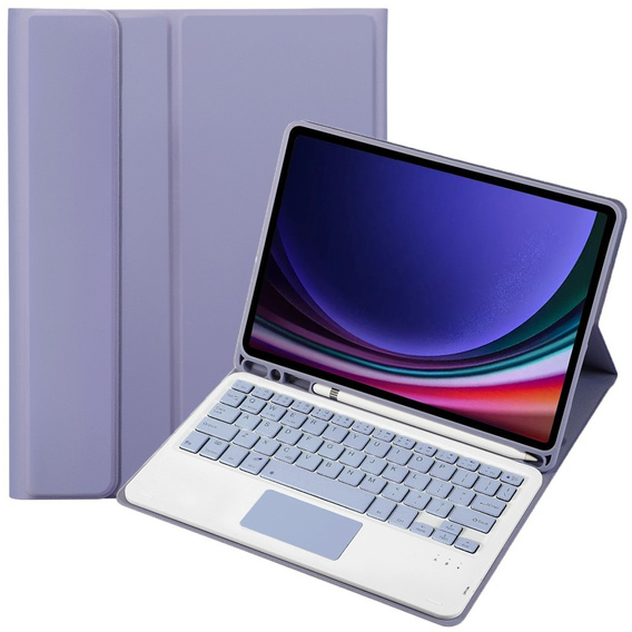 Θήκη + πληκτρολόγιο Samsung Galaxy Tab S9, Leather Pen Slot TouchPad, μωβ