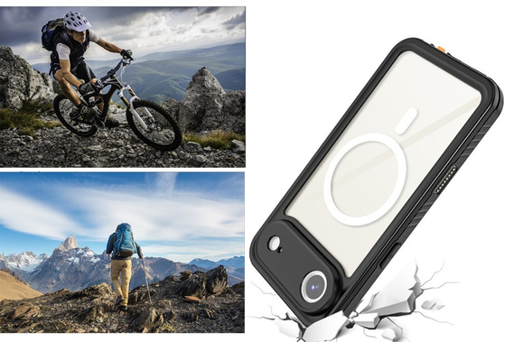 Θήκη Redpepper για iPhone Air, αδιάβροχη IP68, για MagSafe, διάφανη με μαύρες πλευρές