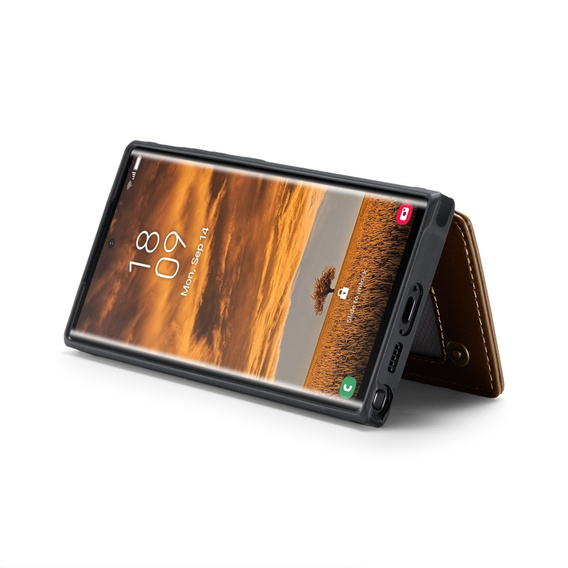 CASEME flip case για Samsung Galaxy S25 Ultra, Litchi Wallet, καφέ