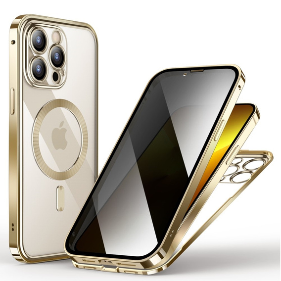 Θήκη για iPhone 13 Pro, Privacy Dual Glass, για MagSafe, χρυσή