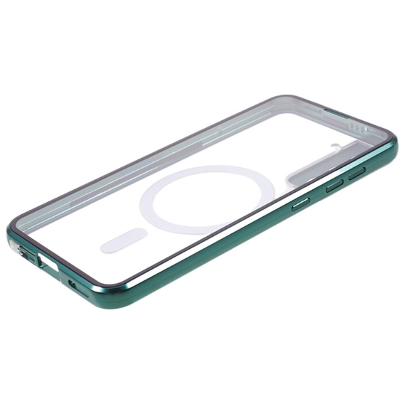 Μαγνητική θήκη MagSafe Dual Glass για Samsung Galaxy S22, πράσινη