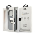 Karl Lagerfeld Θήκη για iPhone 14 Pro, Saffiano Karl's Head Patch, ασημένια