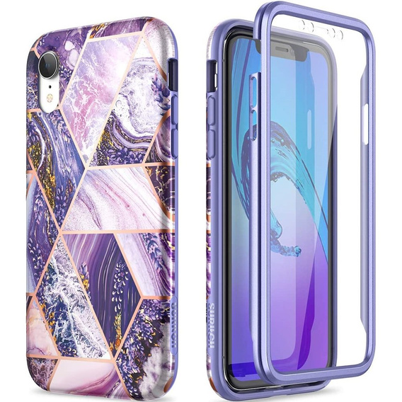 Θήκη για iPhone XR, Suritch Full Body Marble, μωβ