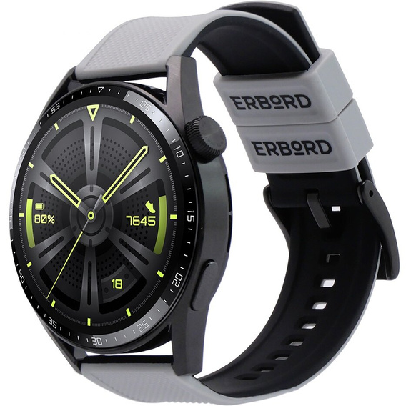 Λουράκι σιλικόνης ERBORD Universal 22mm, Dual Color, γκρι / μαύρη / μαύρη αγκράφα