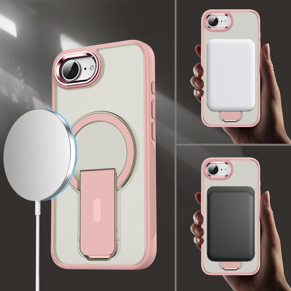 Θήκη για Iphone 16E, Kickstand Matt Case, για MagSafe, ροζ