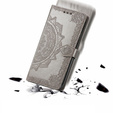 Θήκη με πτερύγιο για Motorola Moto G24 / G24 Power / G04, Mandala, γκρι