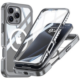 Θήκη για iPhone 16 Pro, Shockproof, με γυαλί, για MagSafe, γκρι