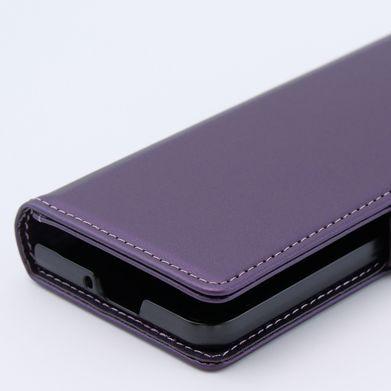 Θήκη για Samsung Galaxy Z Fold 5 5G, ERBORD Glossy Litchi, πορτοφόλι με πτερύγιο, μωβ