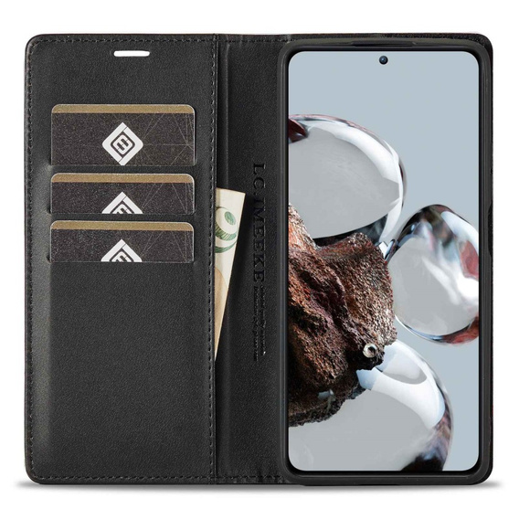 Θήκη με πτερύγιο για Xiaomi 12T / 12T Pro, LC.IMEEKE, μαύρη