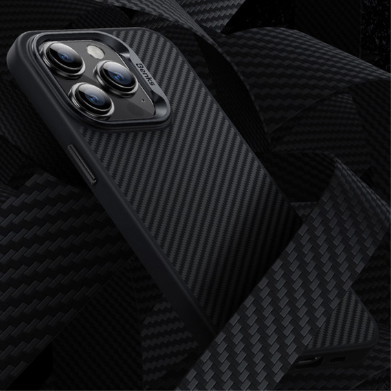 θήκη BENKS Kevlar για iPhone 15 Pro Max, για MagSafe, Carbon Fiber, μαύρη