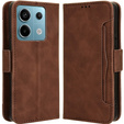 Θήκη με πτερύγιο για Xiaomi Redmi Note 13 Pro 5G, Card Slot, καφέ