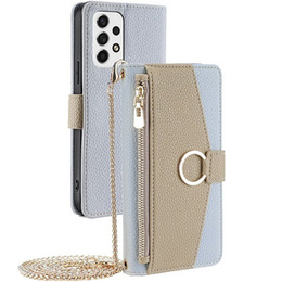 θήκη Wallet Zipper Pocket flip για το Samsung Galaxy A53 5G, Wallet Zipper Pocket, με καθρέφτη, μπλε