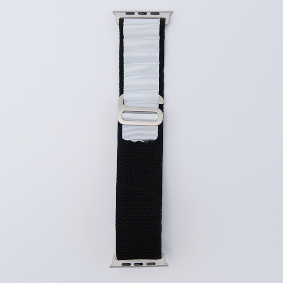 Λουράκι νάιλον για Apple Watch 1/2/3/4/5/6/7/8/SE/ULTRA 42/44/45/49mm, μαύρη / λευκή