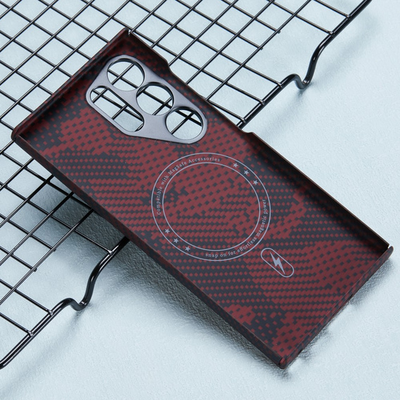 Θήκη για Samsung Galaxy S24 Ultra, Aramid Fiber MagSafe, κόκκινη