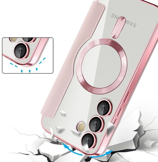 Θήκη με πτερύγιο για Samsung Galaxy S25 FE, RFID Wallet MagSafe CamShield, ροζ