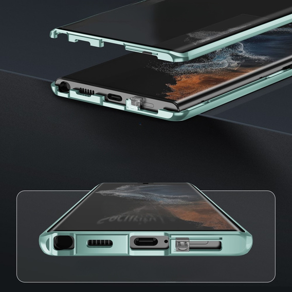 θήκη για το Samsung Galaxy S23 Ultra, Magnetic Dual Glass, πράσινη
