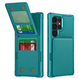 Θήκη για Samsung Galaxy S25 Ultra, Card Holder Kickstand, πράσινη