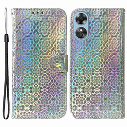 Θήκη με πτερύγιο για Oppo A17, Wallet mandala, γκρι